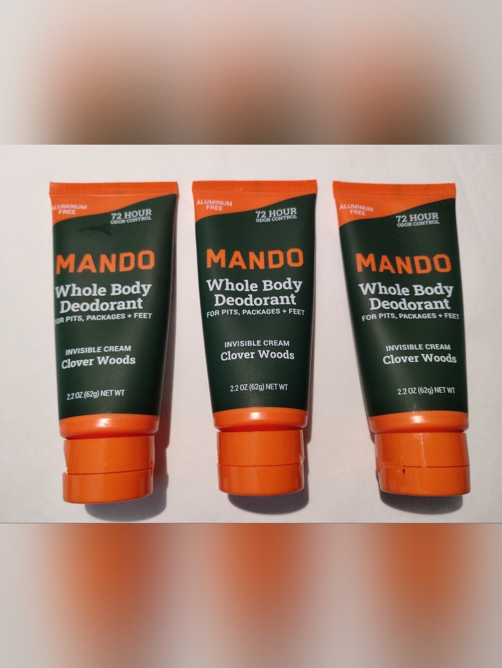 Mando Whole Body Deodorant Invisible Cream CLOVER WOODS 2.2 oz LOT OF 3 NEW